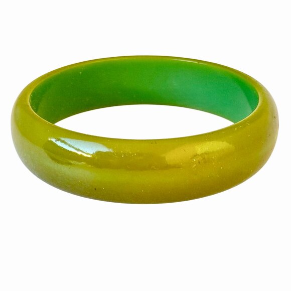 Vintage Bakelite Bangle Bracelet Green Smooth - Picture 2 of 11